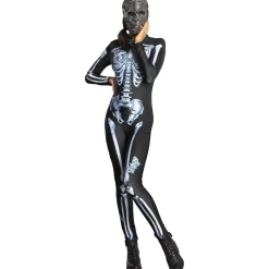 Store Black & White Skeleton Catsuit With Butterflies For Adults Women Scary