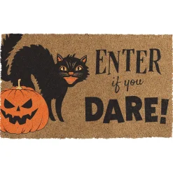 Party City Black Cat Halloween Coir Doormat, 29.5In X 17.75In| Door Décor & Signs