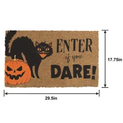 Party City Black Cat Halloween Coir Doormat, 29.5In X 17.75In| Door Décor & Signs