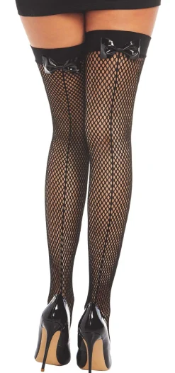 Cheap Black Diamond Fishnet Stockings For Adults With Bow Backseam Tights
