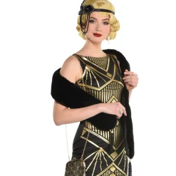 Store Black Faux Fur Stole Gloves