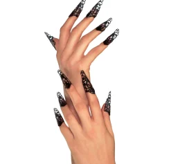 Shop Black Filigree Nails 10Ct Makeup