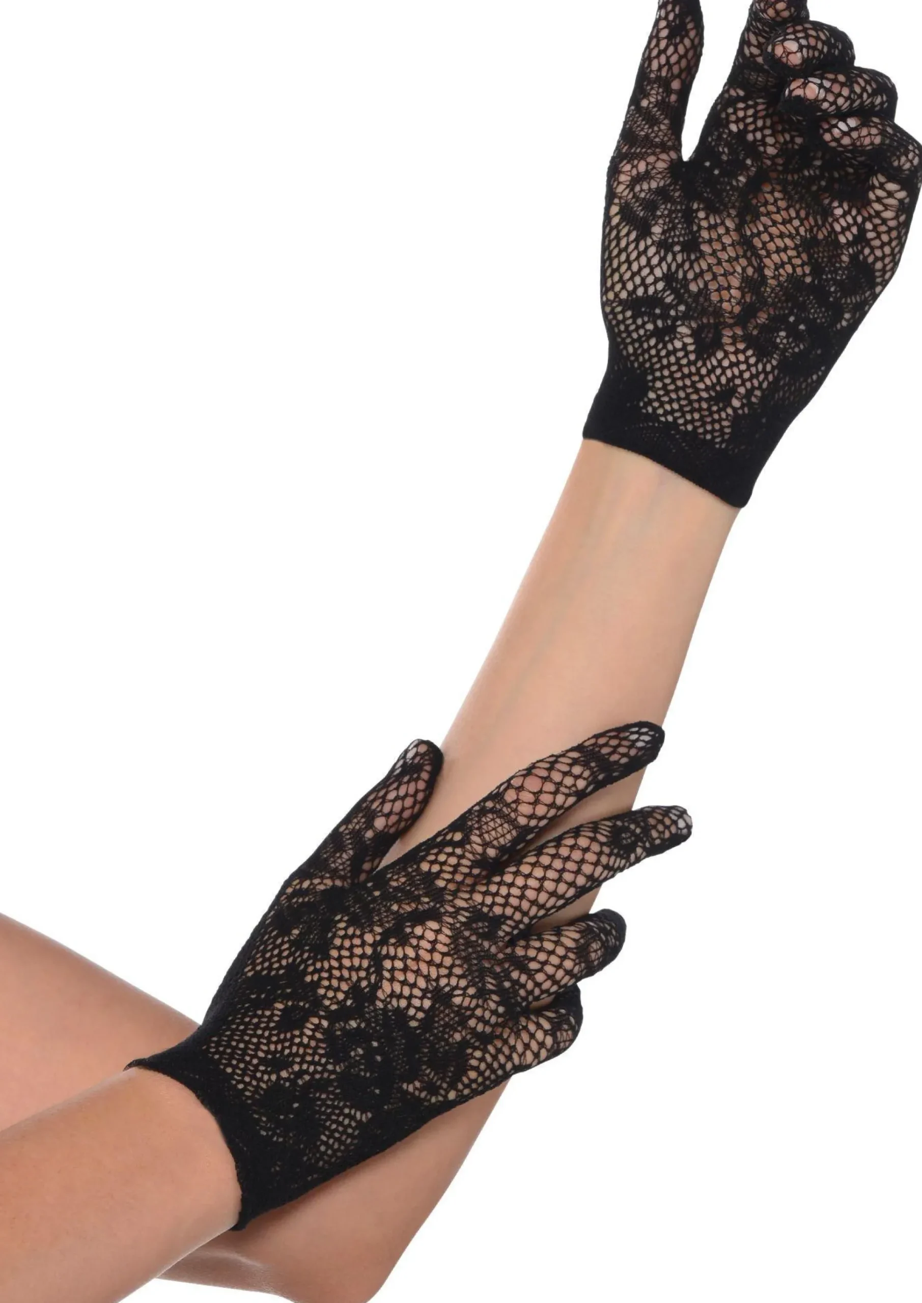 New Black Floral Netting Gloves Gloves