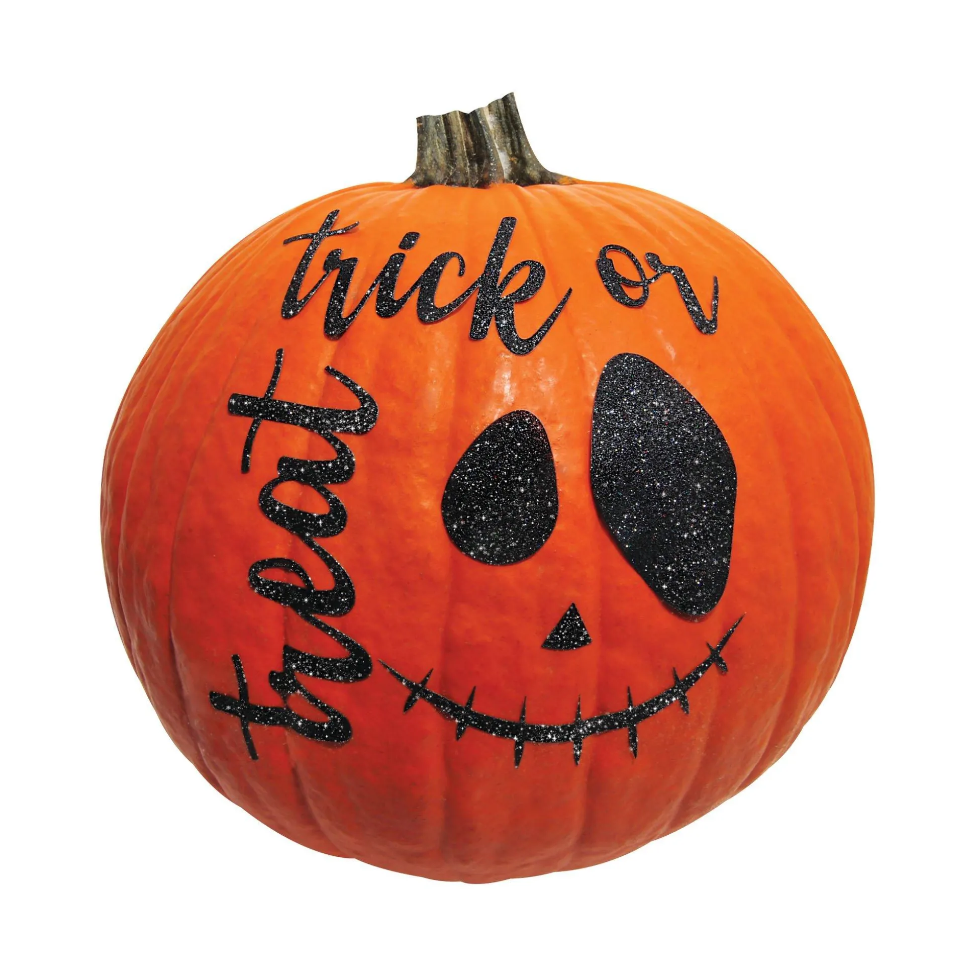 Party City Black Glitter Trick-Or-Treat Halloween Pumpkin Sticker, 2Pc| Pumpkin Carving Kits