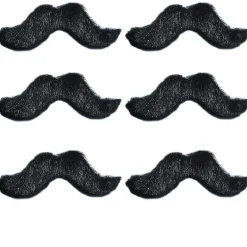 Party City Black Handlebar Moustaches 6Ct| Facial Hair
