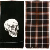 Party City Black Large Skull & Plaid Fabric Kitchen Towels, 18In X 28In, 2Ct| Home Décor