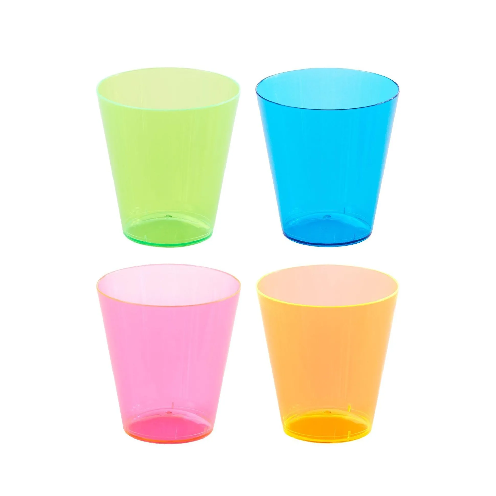 Party City Black Light Assorted Neon Plastic Shot Glasses, 2Oz, 100Ct| Creepy Carnival