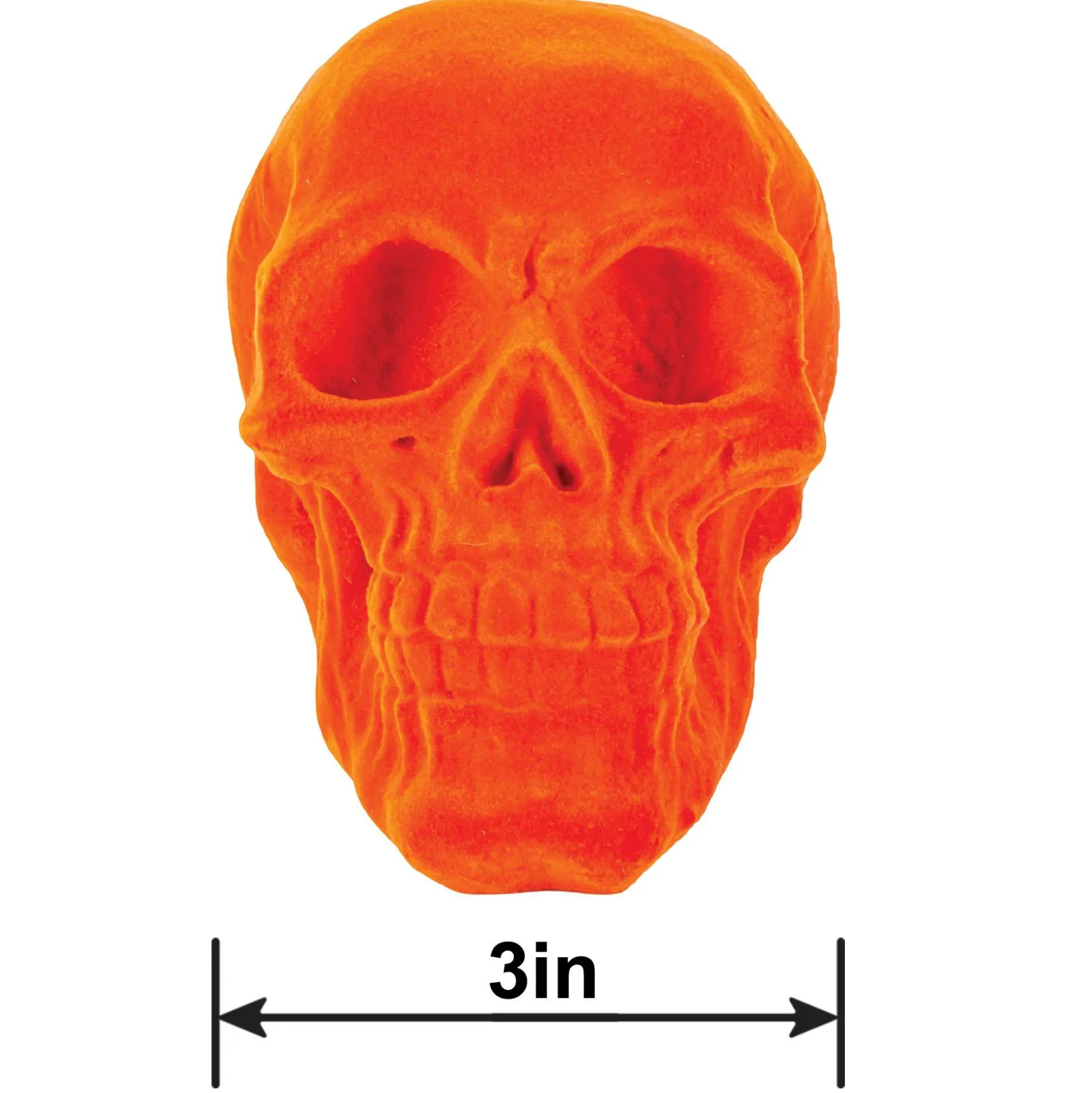 Party City Black Light Reactive Flocked Skull Decoration, 3.46In| Skeletons