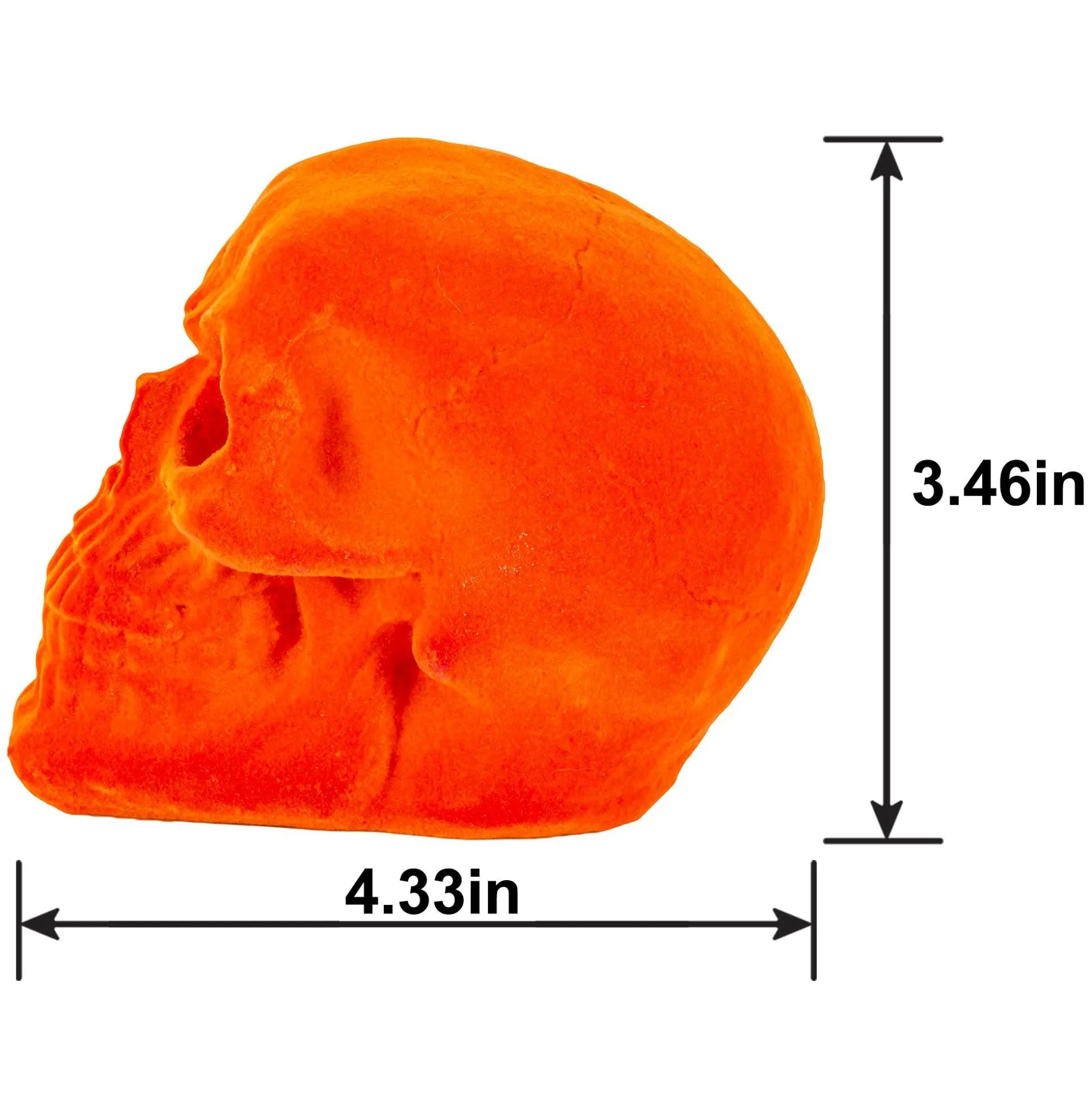 Party City Black Light Reactive Flocked Skull Decoration, 3.46In| Skeletons