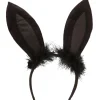 Online Black Marabou Bunny Ears Headbands, Tails