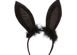 Online Black Marabou Bunny Ears Headbands, Tails