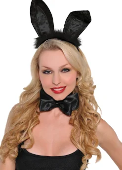Online Black Marabou Bunny Ears Headbands, Tails