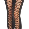 Store Black Opaque Crisscross Thigh-High Stockings For Adults Tights
