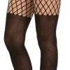 Cheap Black Opaque Pantyhose For Adults With Fishnet Thigh Tights
