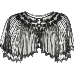 Best Sale Black 20S Fancy Sheer Capelet Capes, Robes