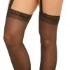 Clearance Black Sheer Pantyhose For Adults With Lace Shorts & Garter Tights