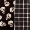 Party City Black Skulls & Plaid Fabric Kitchen Towels, 18In X 28In, 2Ct| Table Décor & Centerpieces