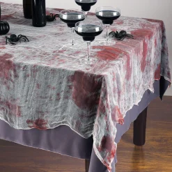 Party City Bloody Gauze Fabric Tablecloth, 60In X 84In| Tableware & Serveware