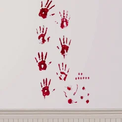 Party City Bloody Hand Print Wall Decals 19Pc| Decorations