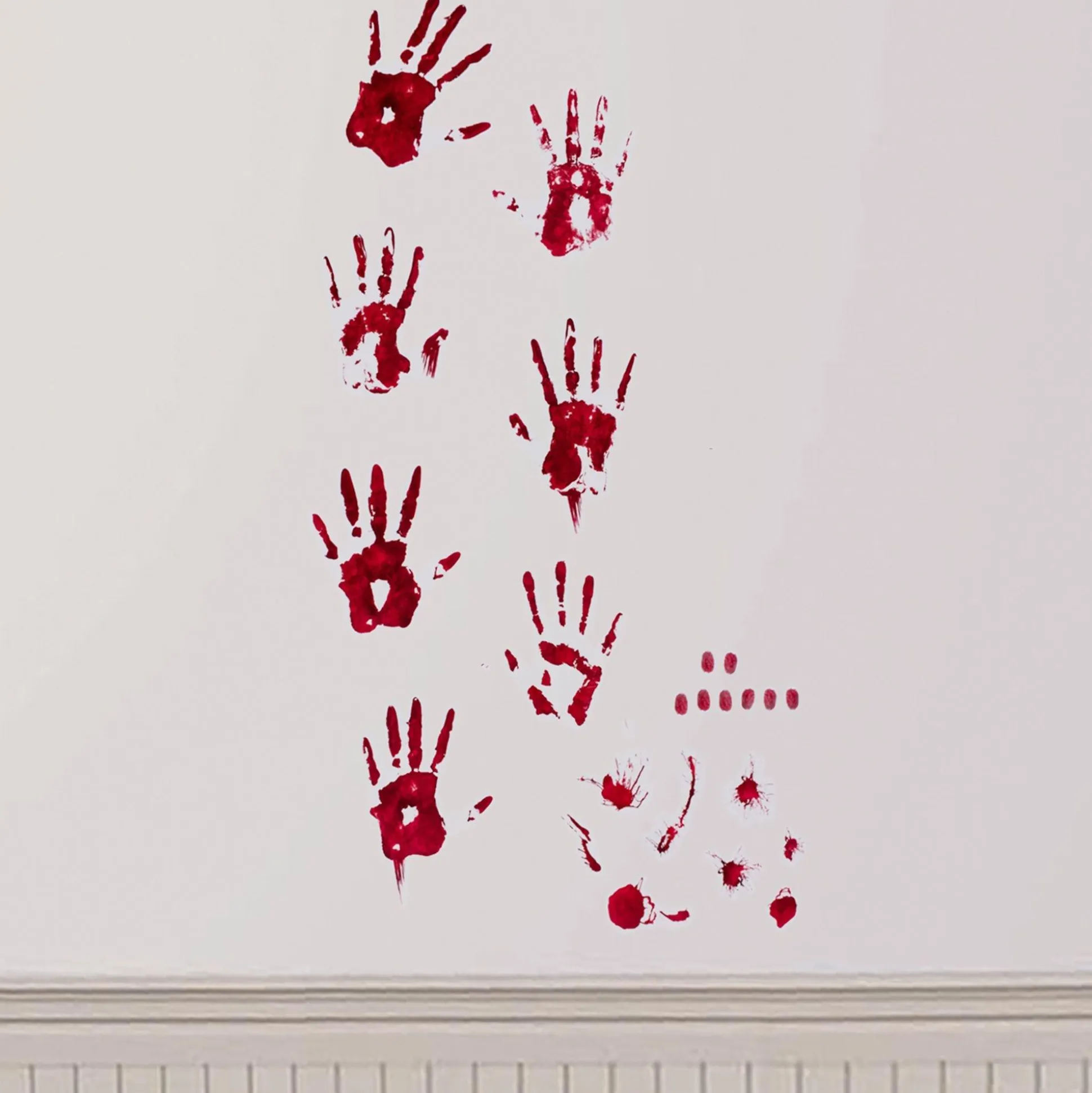 Party City Bloody Hand Print Wall Decals 19Pc| Decorations