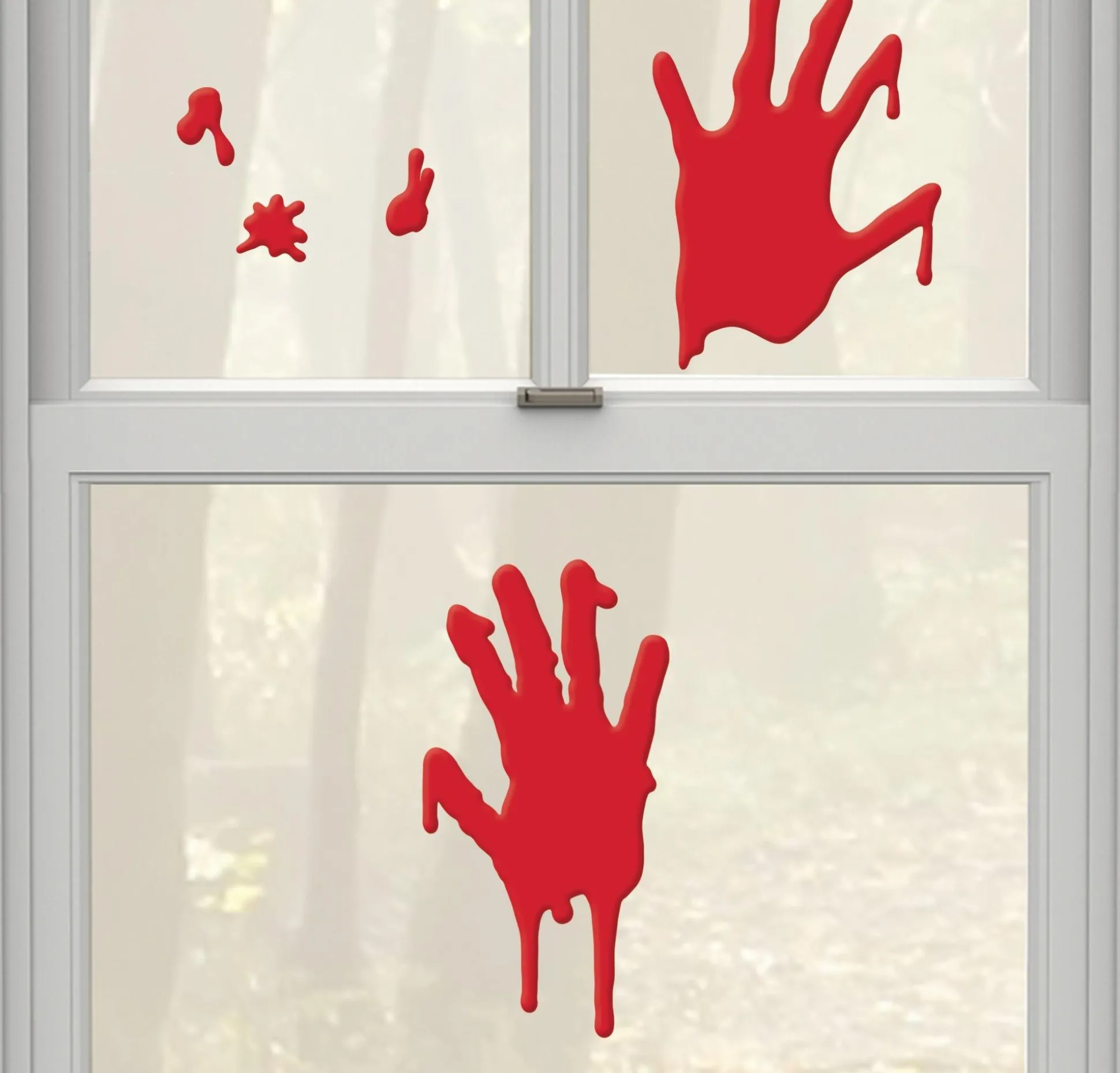 Party City Bloody Hands Gel Cling Decals 5Ct - Asylum| Decorations