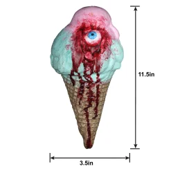 Party City Bloody Peppermint Ice Cream Cone Latex Prop, 3.5In X 7In| Creepy Carnival
