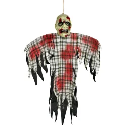 Party City Bloody Zombie In Plaid Fabric & Plastic Hanging Decoration, 48In| Hanging Props