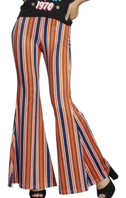 Sale Blue & Orange Striped Bell Bottom Pants For Adults Tights