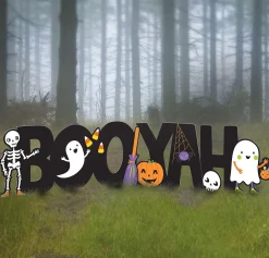 Party City Booyah Plastic Yard Sign Phrase Set, 11.5In Letters - Halloween Friends| Yard Stakes & Signs