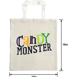 Party City Candy Monster Cotton Tote Treat Bag, 14In X 16In| Trick-Or-Treat Bags & Buckets