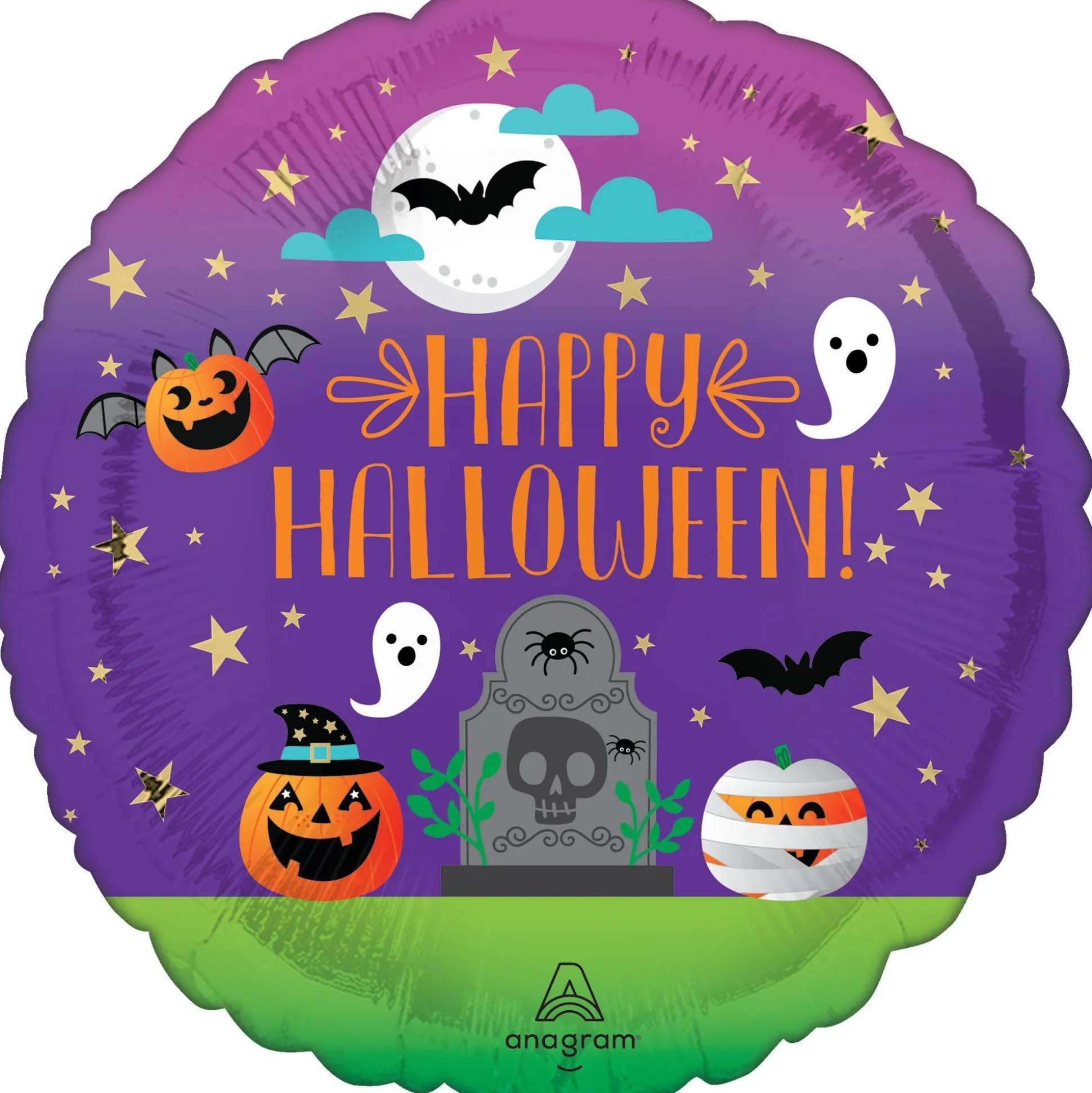 Party City Cemetery Friends Happy Halloween Round Foil Balloon, 17In| Balloons