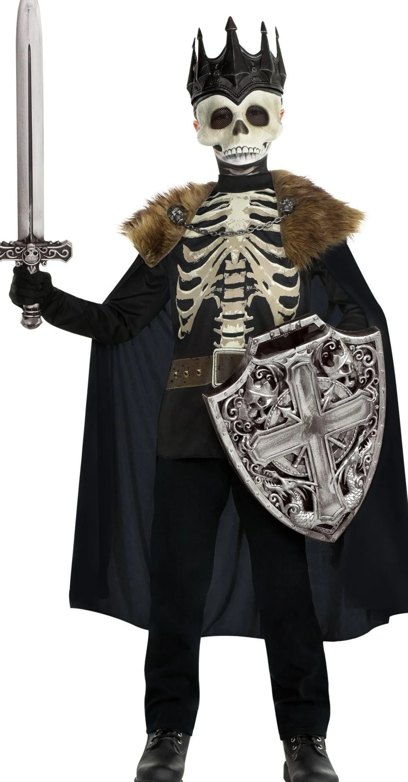 Party City Child Dark King Skeleton Costume|Boy Scary