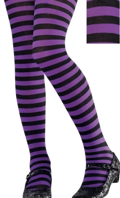 Clearance Child Purple & Black Striped Tights Tights