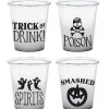 Party City Classic Black & White Halloween Plastic Shot Glasses, 1.5Oz, 4Ct| Spiderweb Night