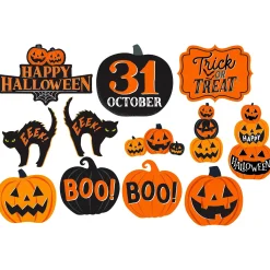 Party City Classic Orange & Black Halloween Cutouts, 12Ct| Decorations