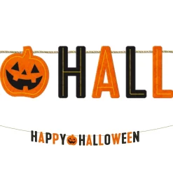 Party City Classic Orange & Black Happy Halloween Felt Letter Banner, 5.5Ft| Decorations