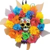 Party City Colorful Floral Calavera Day Of The Dead Wreath, 17In| Home Décor