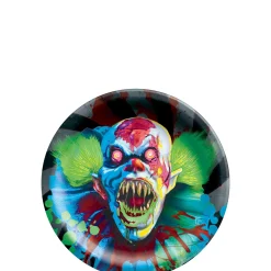 Party City Creepy Carnival Black Light Reactive Paper Dessert Plates, 6.75In, 20Ct| Creepy Carnival