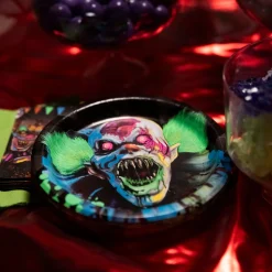 Party City Creepy Carnival Black Light Reactive Paper Dessert Plates, 6.75In, 20Ct| Creepy Carnival