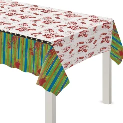 Party City Creepy Carnival Black Light Reactive Plastic Table Cover, 54In X 102In| Creepy Carnival