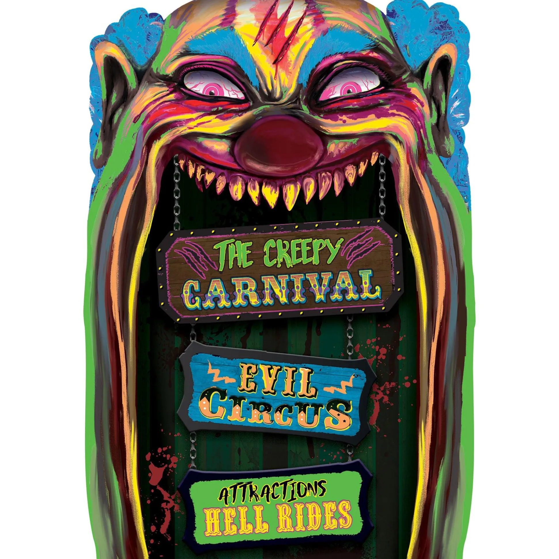 Party City Creepy Carnival Black Light Reactive Lenticular Plastic Cutout, 12In X 18In| Decorations