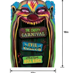 Party City Creepy Carnival Black Light Reactive Lenticular Plastic Cutout, 12In X 18In| Decorations