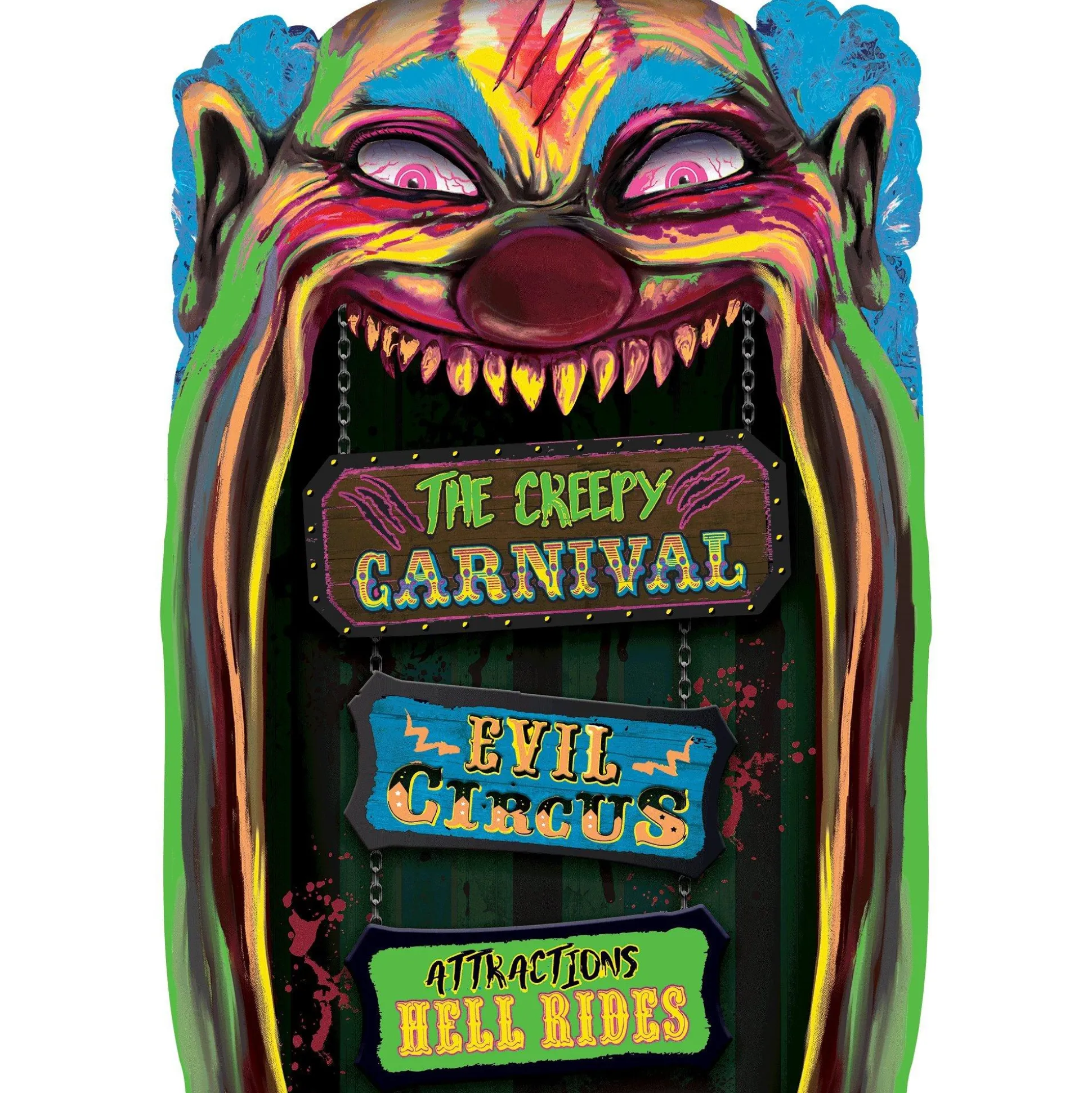 Party City Creepy Carnival Black Light Reactive Lenticular Plastic Cutout, 12In X 18In| Decorations