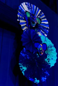 Party City Creepy Carnival Black Light Reactive Paper Fan Decorating Kit, 15Pc| Window & Wall Décor