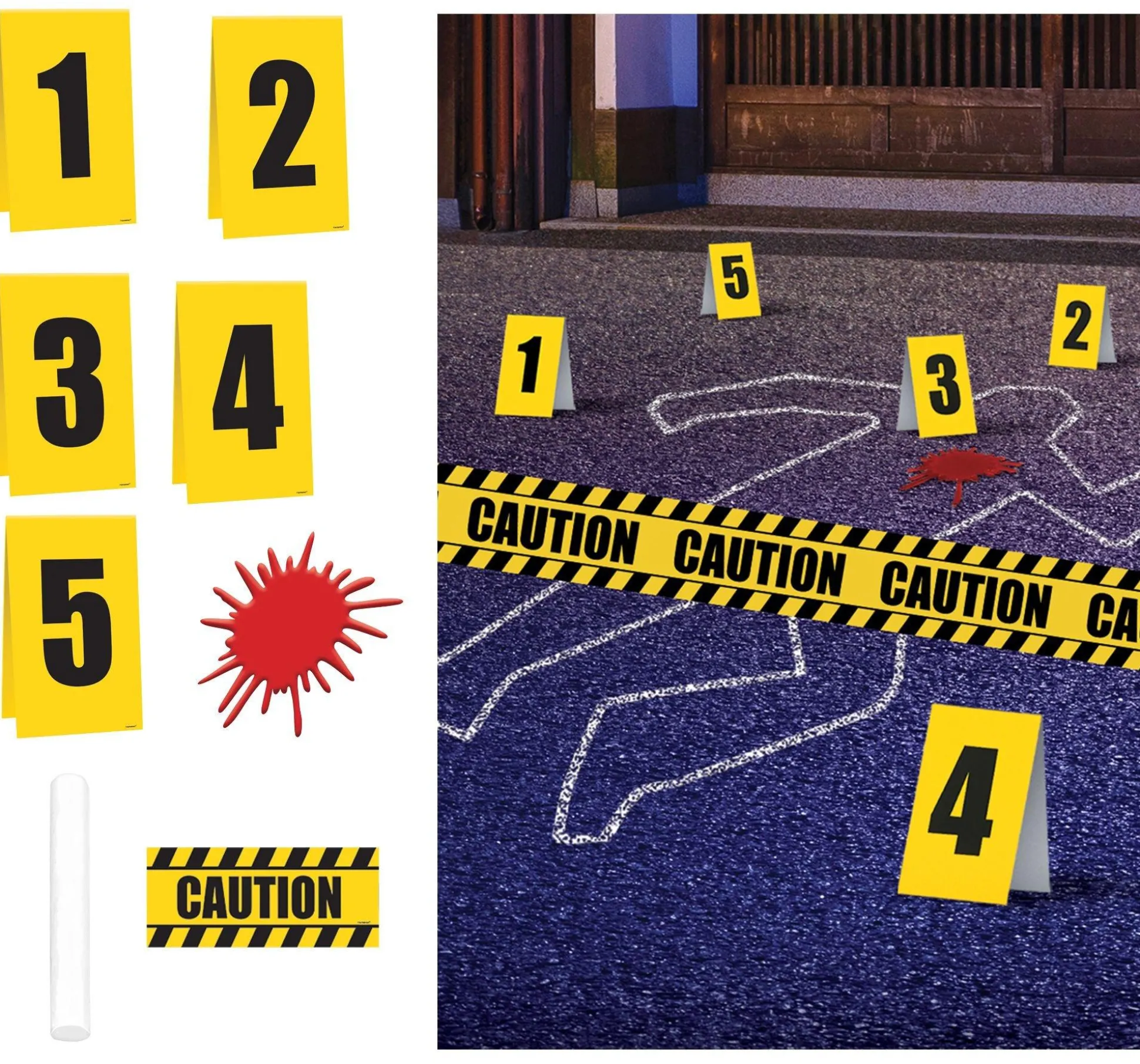 Party City Crime Scene Decorating Kit 8Pc| Window & Wall Décor