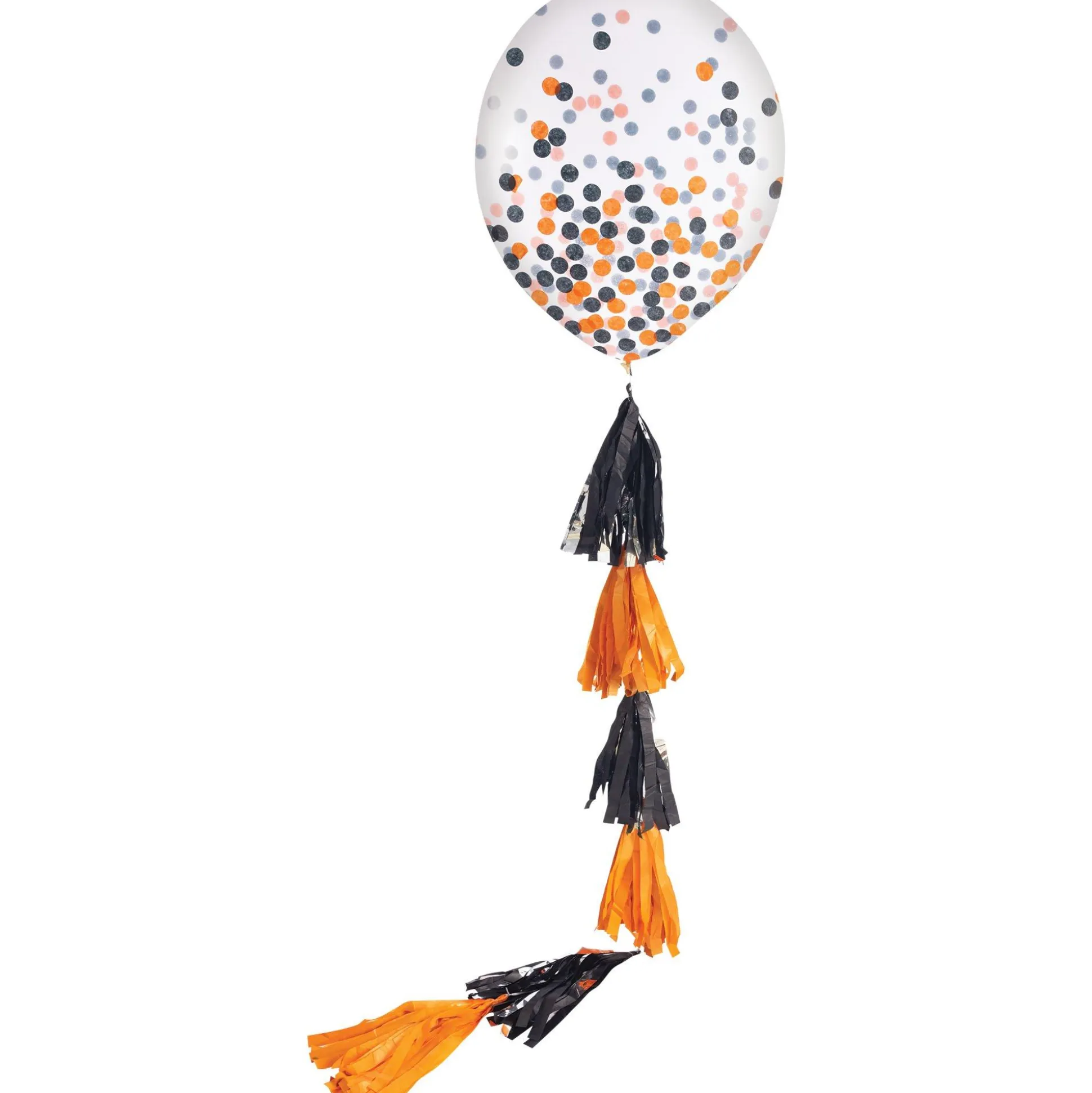 Party City 1Ct, 24In, Black & Orange Confetti Balloon With Tassel Tail - Halloween| Balloons