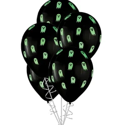 Party City 15Ct, 12In, Glow-In-The-Dark Ghost Latex Balloons| Balloons