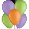 Party City 15Ct, 11In, Halloween 4-Color Mix Latex Balloons - Black, Green, Orange, & Purple| Balloons