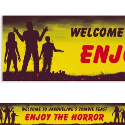 Party City Custom Beware Zombies Halloween Banner 6Ft| Decorations