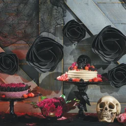 Party City 3D Black Rose Floral Cutouts, 5Ct| Window & Wall Décor